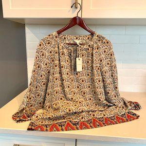 LUCKY BRAND - Emi Border Print Peasant Blouse